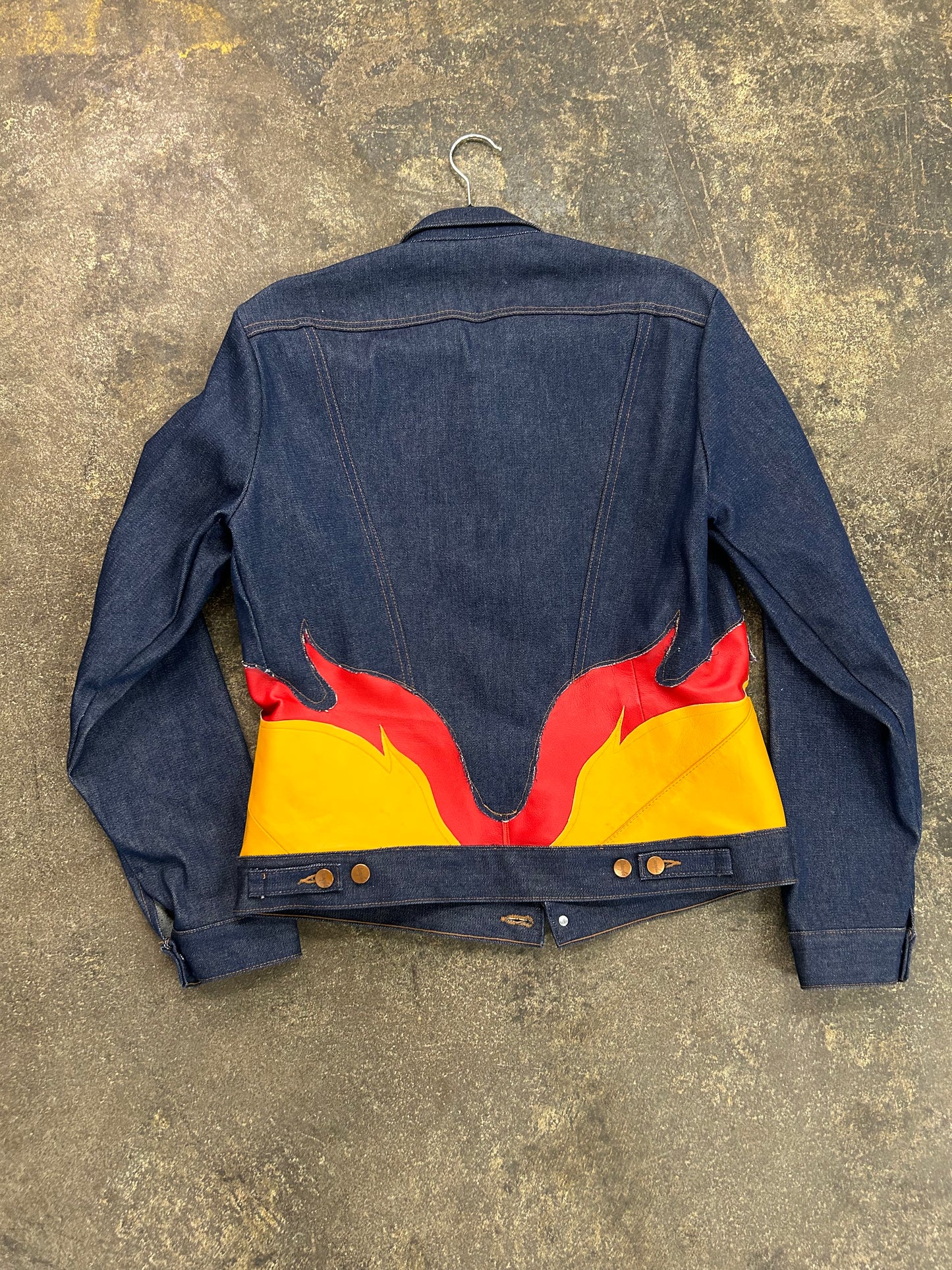 “Fire Again” Denim/leather Jacket